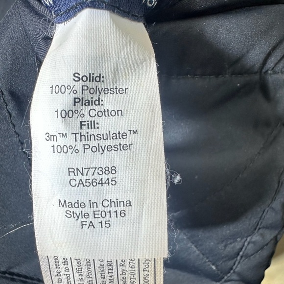 J.Crew Men’s Reversible Quilted Vest Navy & Red Plaid 3M Thinsulate - Picture 8 of 14